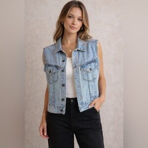 Vintage Breaker Jeans Denim Vest Medium Made in USA 100% Cotton Classic Style